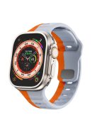 For Apple Watch 10 46mm / Ultra 2 / Ultra 49mm / 9 8 7 45mm / SE (2023) SE (2022) SE 6 5 4 44mm / 3 2 1 42mm Dual-Color Silicone Strap - Light Grey+Orange