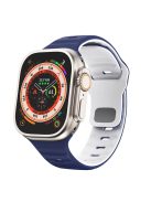 For Apple Watch 10 46mm / Ultra 2 / Ultra 49mm / 9 8 7 45mm / SE (2023) SE (2022) SE 6 5 4 44mm / 3 2 1 42mm Dual-Color Silicone Strap - Midnight Blue+White