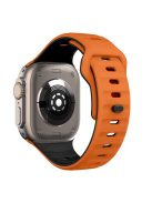 For Apple Watch 10 46mm / Ultra 2 / Ultra 49mm / 9 8 7 45mm / SE (2023) SE (2022) SE 6 5 4 44mm / 3 2 1 42mm Dual-Color Silicone Strap - Orange+Black