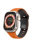 For Apple Watch 10 46mm / Ultra 2 / Ultra 49mm / 9 8 7 45mm / SE (2023) SE (2022) SE 6 5 4 44mm / 3 2 1 42mm Dual-Color Silicone Strap - Orange+Black