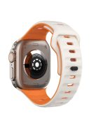 For Apple Watch 10 46mm / Ultra 2 / Ultra 49mm / 9 8 7 45mm / SE (2023) SE (2022) SE 6 5 4 44mm / 3 2 1 42mm Dual-Color Silicone Strap - Starlight+Orange