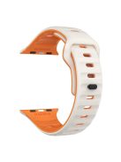 For Apple Watch 10 46mm / Ultra 2 / Ultra 49mm / 9 8 7 45mm / SE (2023) SE (2022) SE 6 5 4 44mm / 3 2 1 42mm Dual-Color Silicone Strap - Starlight+Orange