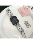 For Apple Watch 10 46mm / Ultra 2 / Ultra 49mm / 9 8 7 45mm / SE (2023) SE (2022) SE 6 5 4 44mm / 3 2 1 42mm Epoxy Heart Pattern Metal Strap - Starlight