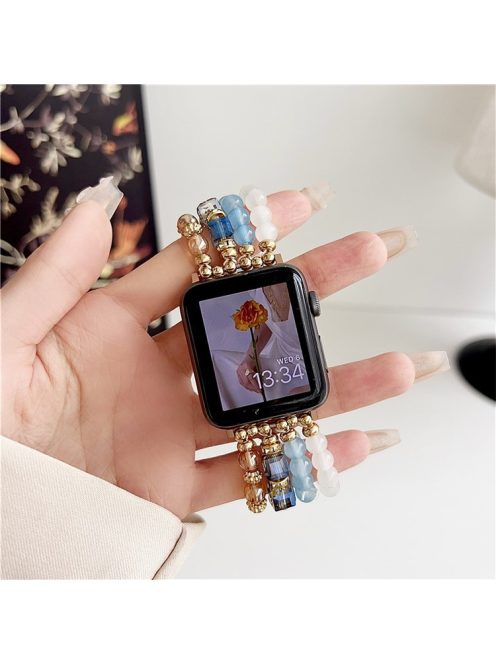 For Apple Watch 10 46mm / Ultra 2 / Ultra 49mm / 9 8 7 45mm / SE (2023) SE (2022) SE 6 5 4 44mm / 3 2 1 42mm Ethnic Style Beaded Watch Band - Baby Blue