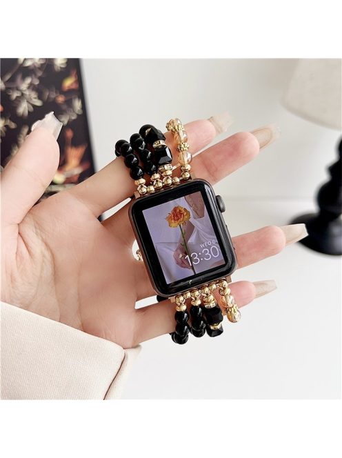 For Apple Watch 10 46mm / Ultra 2 / Ultra 49mm / 9 8 7 45mm / SE (2023) SE (2022) SE 6 5 4 44mm / 3 2 1 42mm Ethnic Style Beaded Watch Band - Black