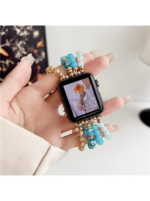 For Apple Watch 10 46mm / Ultra 2 / Ultra 49mm / 9 8 7 45mm / SE (2023) SE (2022) SE 6 5 4 44mm / 3 2 1 42mm Ethnic Style Beaded Watch Band - Dark Blue