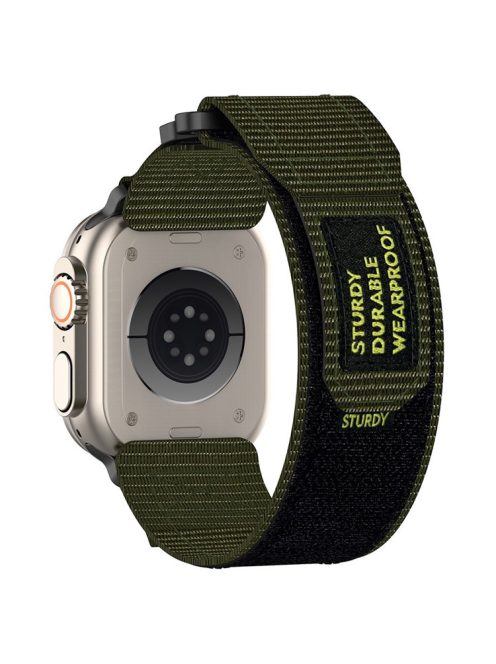 For Apple Watch 10 46mm / Ultra 2 / Ultra 49mm / 9 8 7 45mm / SE (2023) SE (2022) SE 6 5 4 44mm / 3 2 1 42mm Fastening Watchband Nylon Strap - Army Green