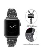 For Apple Watch 10 46mm / Ultra 2 / Ultra 49mm / 9 8 7 45mm / SE (2023) SE (2022) SE 6 5 4 44mm / 3 2 1 42mm Floral Slider Bracelet Strap - Black