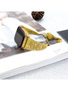 For Apple Watch 10 46mm / Ultra 2 / Ultra 49mm / 9 8 7 45mm / SE (2023) SE (2022) SE 6 5 4 44mm / 3 2 1 42mm Floral Slider Bracelet Strap - Gold