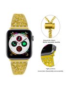 For Apple Watch 10 46mm / Ultra 2 / Ultra 49mm / 9 8 7 45mm / SE (2023) SE (2022) SE 6 5 4 44mm / 3 2 1 42mm Floral Slider Bracelet Strap - Gold