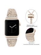 For Apple Watch 10 46mm / Ultra 2 / Ultra 49mm / 9 8 7 45mm / SE (2023) SE (2022) SE 6 5 4 44mm / 3 2 1 42mm Floral Slider Bracelet Strap - Retro Gold