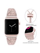 For Apple Watch 10 46mm / Ultra 2 / Ultra 49mm / 9 8 7 45mm / SE (2023) SE (2022) SE 6 5 4 44mm / 3 2 1 42mm Floral Slider Bracelet Strap - Rose Pink