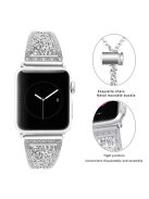 For Apple Watch 10 46mm / Ultra 2 / Ultra 49mm / 9 8 7 45mm / SE (2023) SE (2022) SE 6 5 4 44mm / 3 2 1 42mm Floral Slider Bracelet Strap - Silver