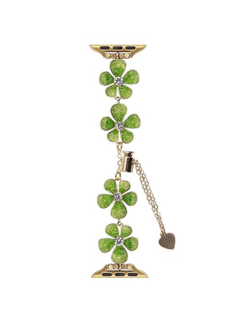 For Apple Watch 10 46mm / Ultra 2 / Ultra 49mm / 9 8 7 45mm / SE (2023) SE (2022) SE 6 5 4 44mm / 3 2 1 42mm Flower Chain Strap - Green