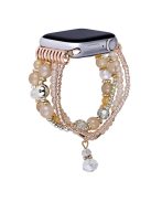 For Apple Watch 10 46mm / Ultra 2 / Ultra 49mm / 9 8 7 45mm / SE (2023) SE (2022) SE 6 5 4 44mm / 3 2 1 42mm Four Rows Bead Chain Strap - Apricot