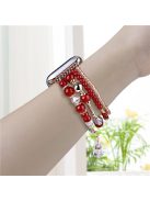 For Apple Watch 10 46mm / Ultra 2 / Ultra 49mm / 9 8 7 45mm / SE (2023) SE (2022) SE 6 5 4 44mm / 3 2 1 42mm Four Rows Bead Chain Strap - Red