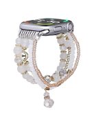 For Apple Watch 10 46mm / Ultra 2 / Ultra 49mm / 9 8 7 45mm / SE (2023) SE (2022) SE 6 5 4 44mm / 3 2 1 42mm Four Rows Bead Chain Strap - White