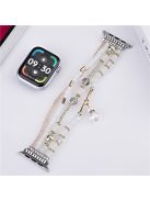 For Apple Watch 10 46mm / Ultra 2 / Ultra 49mm / 9 8 7 45mm / SE (2023) SE (2022) SE 6 5 4 44mm / 3 2 1 42mm Four Rows Bead Chain Strap - White