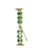 For Apple Watch 10 46mm / Ultra 2 / Ultra 49mm / 9 8 7 45mm / SE (2023) SE (2022) SE 6 5 4 44mm / 3 2 1 42mm Gem Watch Strap Bracelet - Green Gem / Gold