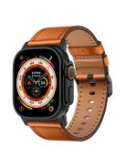 For Apple Watch 10 46mm / Ultra 2 / Ultra 49mm / 9 8 7 45mm / SE (2023) SE (2022) SE 6 5 4 44mm / 3 2 1 42mm Genuine Cow Leather Band - Black Connector+Brown