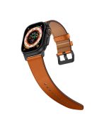 For Apple Watch 10 46mm / Ultra 2 / Ultra 49mm / 9 8 7 45mm / SE (2023) SE (2022) SE 6 5 4 44mm / 3 2 1 42mm Genuine Cow Leather Band - Black Connector+Brown