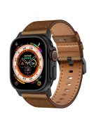 For Apple Watch 10 46mm / Ultra 2 / Ultra 49mm / 9 8 7 45mm / SE (2023) SE (2022) SE 6 5 4 44mm / 3 2 1 42mm Genuine Cow Leather Band - Black Connector+Dark Brown