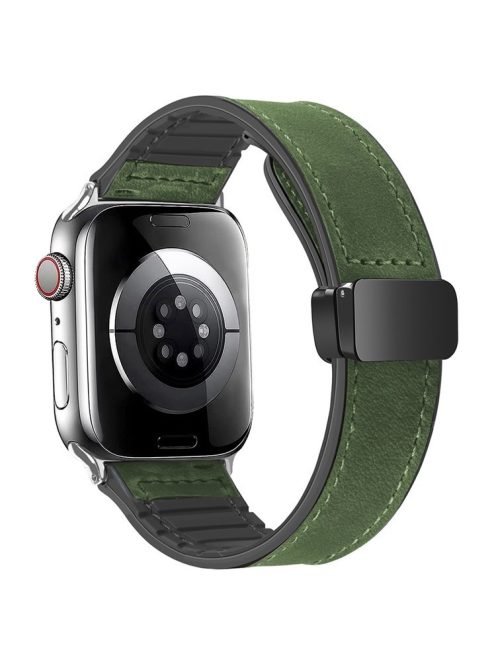 For Apple Watch 10 46mm / Ultra 2 / Ultra 49mm / 9 8 7 45mm / SE (2023) SE (2022) SE 6 5 4 44mm / 3 2 1 42mm Genuine Cow Leather Band - Crazy Horse / Army Green