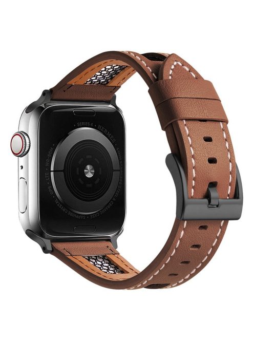 For Apple Watch 10 46mm / Ultra 2 / Ultra 49mm / 9 8 7 45mm / SE (2023) SE (2022) SE 6 5 4 44mm / 3 2 1 42mm Genuine Cow Leather Band - Dark Brown