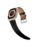 For Apple Watch 10 46mm / Ultra 2 / Ultra 49mm / 9 8 7 45mm / SE (2023) SE (2022) SE 6 5 4 44mm / 3 2 1 42mm Genuine Cow Leather Band - Titanium Connector+Black