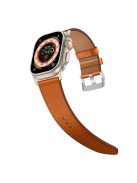 For Apple Watch 10 46mm / Ultra 2 / Ultra 49mm / 9 8 7 45mm / SE (2023) SE (2022) SE 6 5 4 44mm / 3 2 1 42mm Genuine Cow Leather Band - Titanium Connector+Brown