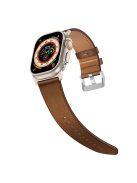 For Apple Watch 10 46mm / Ultra 2 / Ultra 49mm / 9 8 7 45mm / SE (2023) SE (2022) SE 6 5 4 44mm / 3 2 1 42mm Genuine Cow Leather Band - Titanium Connector+Dark Brown