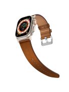 For Apple Watch 10 46mm / Ultra 2 / Ultra 49mm / 9 8 7 45mm / SE (2023) SE (2022) SE 6 5 4 44mm / 3 2 1 42mm Genuine Cow Leather Band - Titanium Connector+Red Brown