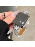 For Apple Watch 10 46mm / Ultra 2 / Ultra 49mm / 9 8 7 45mm / SE (2023) SE (2022) SE 6 5 4 44mm / 3 2 1 42mm Genuine Cow Leather Band - White / Silver Buckle