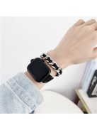 For Apple Watch 10 46mm / Ultra 2 / Ultra 49mm / 9 8 7 45mm / SE (2023) SE (2022) SE 6 5 4 44mm / 3 2 1 42mm Genuine Cow Leather Chain Watch Strap - Black