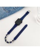 For Apple Watch 10 46mm / Ultra 2 / Ultra 49mm / 9 8 7 45mm / SE (2023) SE (2022) SE 6 5 4 44mm / 3 2 1 42mm Genuine Cow Leather Chain Watch Strap - Midnight Blue