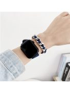 For Apple Watch 10 46mm / Ultra 2 / Ultra 49mm / 9 8 7 45mm / SE (2023) SE (2022) SE 6 5 4 44mm / 3 2 1 42mm Genuine Cow Leather Chain Watch Strap - Midnight Blue