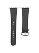 For Apple Watch 10 46mm / Ultra 2 / Ultra 49mm / 9 8 7 45mm / SE (2023) SE (2022) SE 6 5 4 44mm / 3 2 1 42mm Genuine Cow Leather Strap - Black