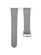 For Apple Watch 10 46mm / Ultra 2 / Ultra 49mm / 9 8 7 45mm / SE (2023) SE (2022) SE 6 5 4 44mm / 3 2 1 42mm Genuine Cow Leather Strap - Grey