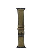 For Apple Watch 10 46mm / Ultra 2 / Ultra 49mm / 9 8 7 45mm / SE (2023) SE (2022) SE 6 5 4 44mm / 3 2 1 42mm Genuine Cow Leather Strap - Olive Green