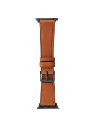 For Apple Watch 10 46mm / Ultra 2 / Ultra 49mm / 9 8 7 45mm / SE (2023) SE (2022) SE 6 5 4 44mm / 3 2 1 42mm Genuine Cow Leather Strap - Orange Brown