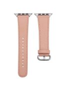 For Apple Watch 10 46mm / Ultra 2 / Ultra 49mm / 9 8 7 45mm / SE (2023) SE (2022) SE 6 5 4 44mm / 3 2 1 42mm Genuine Cow Leather Strap - Pink