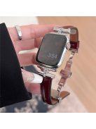 For Apple Watch 10 46mm / Ultra 2 / Ultra 49mm / 9 8 7 45mm / SE (2023) SE (2022) SE 6 5 4 44mm / 3 2 1 42mm Genuine Cow Leather Strap - Reddish Brown