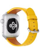 For Apple Watch 10 46mm / Ultra 2 / Ultra 49mm / 9 8 7 45mm / SE (2023) SE (2022) SE 6 5 4 44mm / 3 2 1 42mm Genuine Cow Leather Strap - Yellow