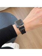 For Apple Watch 10 46mm / Ultra 2 / Ultra 49mm / 9 8 7 45mm / SE (2023) SE (2022) SE 6 5 4 44mm / 3 2 1 42mm Genuine Cow Leather Strap Bracelet - Black / Silver Buckle