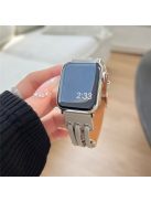 For Apple Watch 10 46mm / Ultra 2 / Ultra 49mm / 9 8 7 45mm / SE (2023) SE (2022) SE 6 5 4 44mm / 3 2 1 42mm Genuine Cow Leather Strap Bracelet - Light Grey