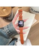 For Apple Watch 10 46mm / Ultra 2 / Ultra 49mm / 9 8 7 45mm / SE (2023) SE (2022) SE 6 5 4 44mm / 3 2 1 42mm Genuine Cow Leather Strap Bracelet - Orange