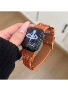 For Apple Watch 10 46mm / Ultra 2 / Ultra 49mm / 9 8 7 45mm / SE (2023) SE (2022) SE 6 5 4 44mm / 3 2 1 42mm Genuine Cow Leather Strap Bracelet - Orange