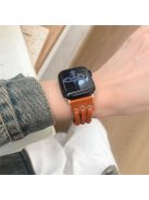 For Apple Watch 10 46mm / Ultra 2 / Ultra 49mm / 9 8 7 45mm / SE (2023) SE (2022) SE 6 5 4 44mm / 3 2 1 42mm Genuine Cow Leather Strap Bracelet - Orange