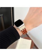 For Apple Watch 10 46mm / Ultra 2 / Ultra 49mm / 9 8 7 45mm / SE (2023) SE (2022) SE 6 5 4 44mm / 3 2 1 42mm Genuine Cow Leather Strap Bracelet - White / Brown