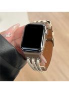 For Apple Watch 10 46mm / Ultra 2 / Ultra 49mm / 9 8 7 45mm / SE (2023) SE (2022) SE 6 5 4 44mm / 3 2 1 42mm Genuine Cow Leather Strap Bracelet - White / Coffee